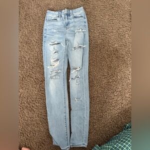 American Eagle Outfitters Light Blue Distressed Skinny Jeans